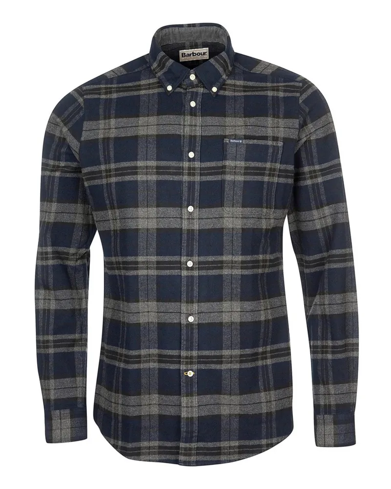 Barbour Flanellhemd mit Glencheck-Muster, Tailored Fit in Marine
