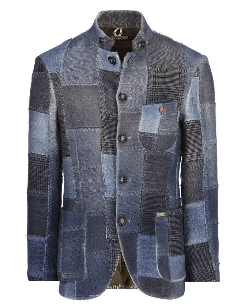 Luis Trenker Janker in Patchwork-Optik in Denim