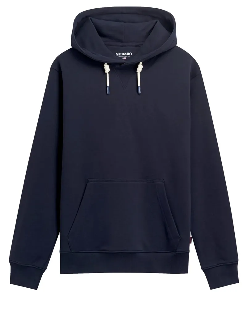 Sebago Unifarbener Hoodie aus Baumwolle in Marine