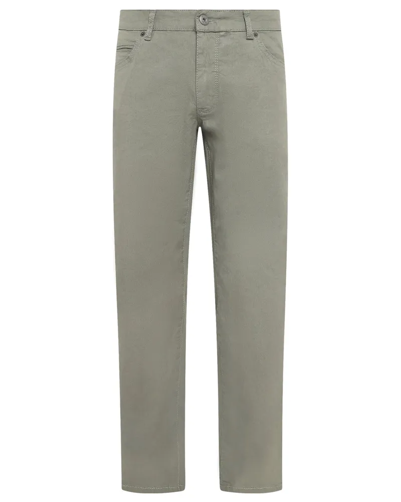 Brax 5 Pocket-Hose Cadiz aus einem Leinenmischgewebe, Straight Fit in Oliv