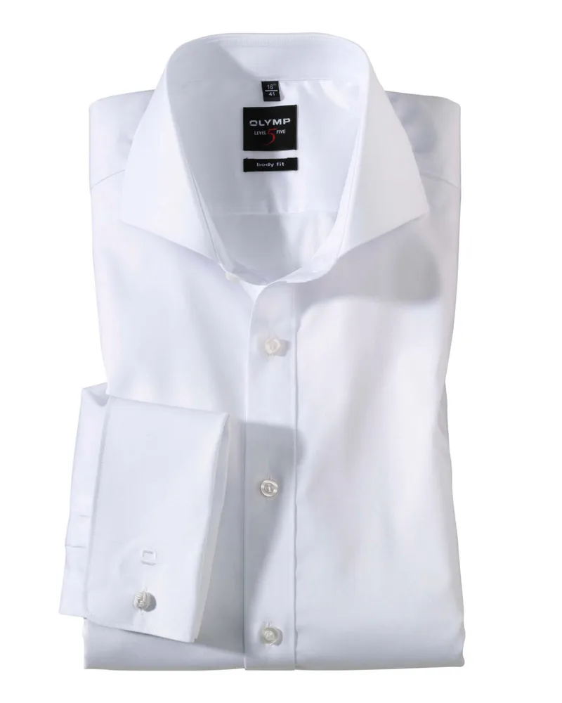 Olymp Level Five Body Fit, Hemd mit extra langem Arm in Weiß