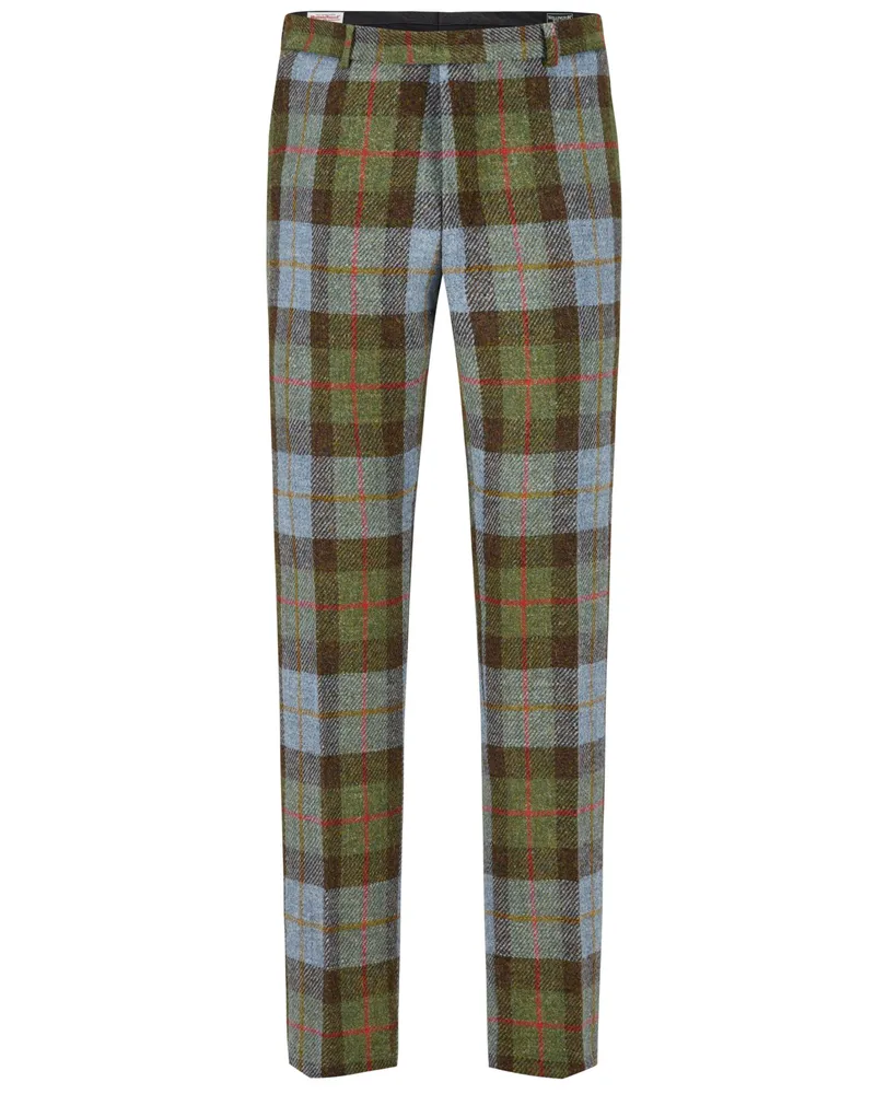 Wellington of Bilmore Harris Tweed Hose aus Schurwolle mit Tartanmuster, Regular Fit in Oliv