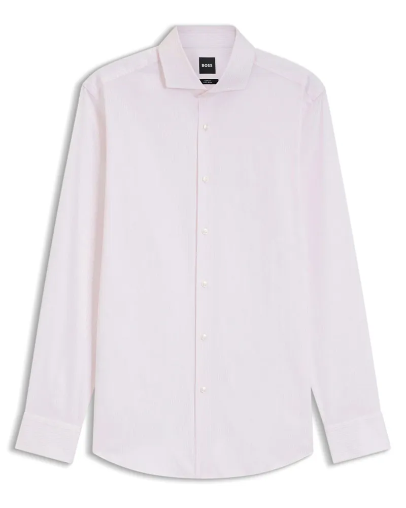 HUGO BOSS Baumwollhemd mit Stretch und Streifenmuster, Slim Fit in Rosenrot