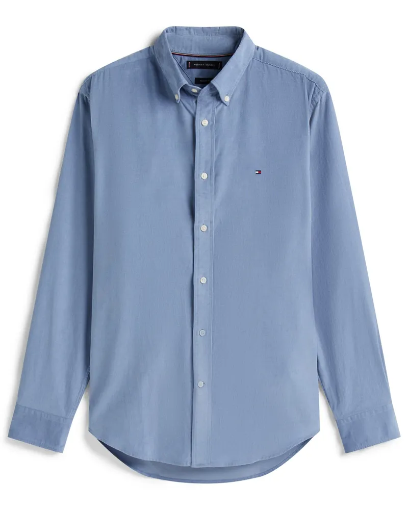 Tommy Hilfiger Hemd aus Baumwolle mit Logo-Aufnäher, Regular Fit in Hellblau