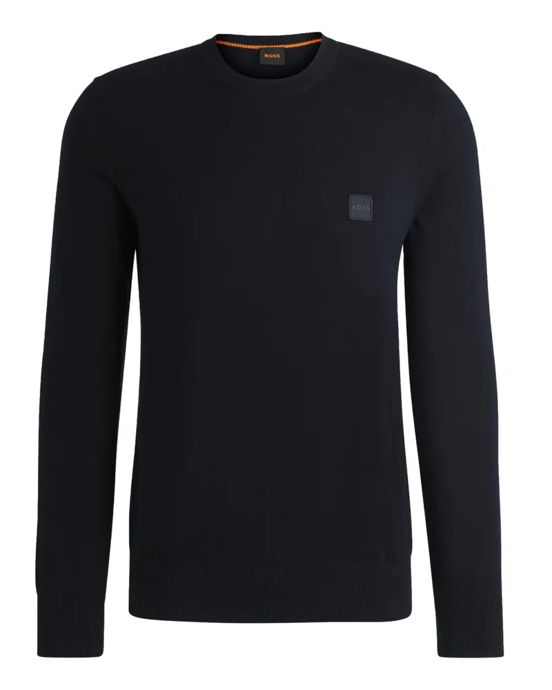 HUGO BOSS Leichter Pullover mit Kaschmiranteil und Rundhalsausschnitt in Marine