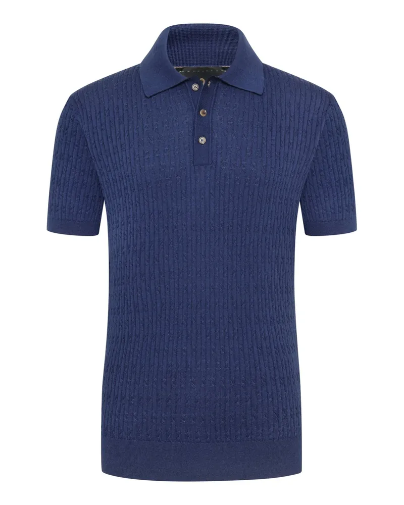 HUGO BOSS Softes Strick-Poloshirt in Rippstrick-Struktur in Marine