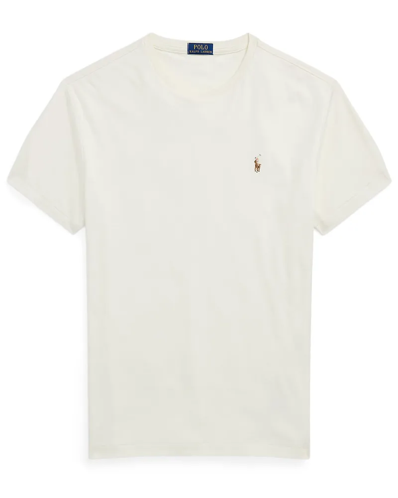 Ralph Lauren Jersey T-Shirt mit Poloreiter-Stickerei, Custom Slim Fit in Offwhite