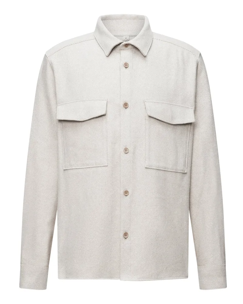 Drykorn Overshirt aus Baumwolle mit Fischgrätmuster in Beige
