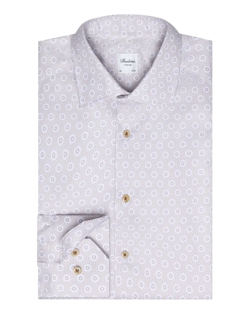 Stenströms Gemustertes Twofold Super Cotton-Hemd in Vollzwirn-Qualität, Slimline in Beige