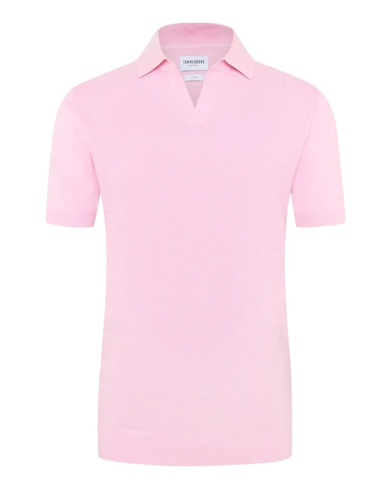 Tom Rusborg Leichtes Poloshirt aus Baumwolle mit Variokragen in Rosenrot