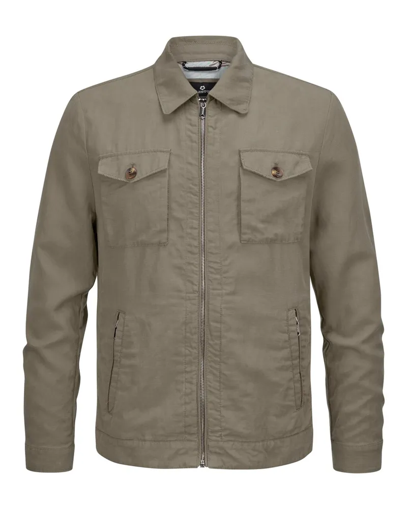 Milestone Leichte Jacke aus Lyocell und Leinen, Garment Dyed in Oliv