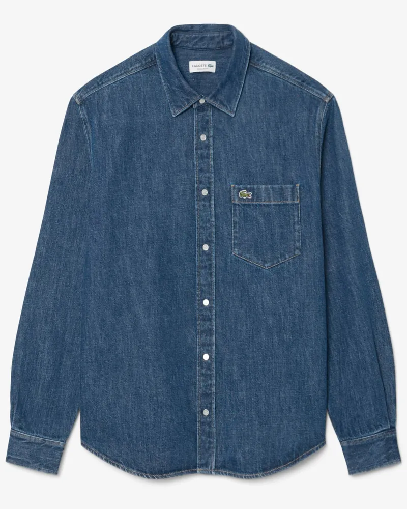Lacoste Jeanshemd aus Heavy-Denim mit Brusttasche, Regular Fit in Denim