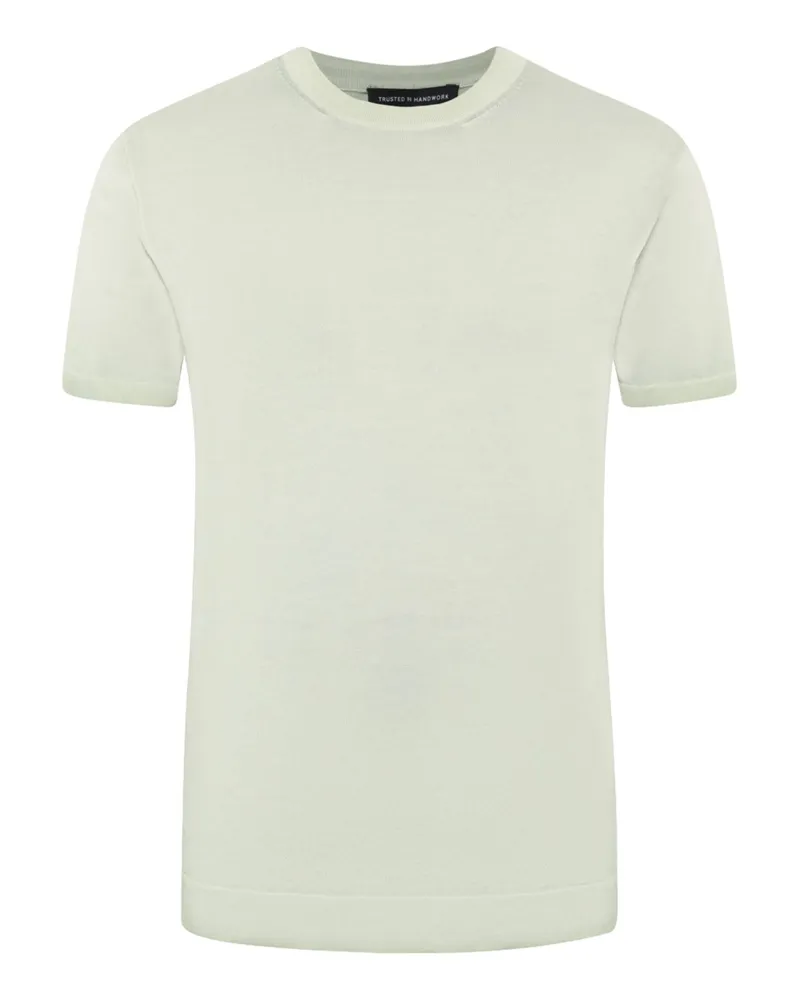 Trusted Handwork Strick-T-Shirt aus Pima Baumwolle mit O-Neck in Hellgrün