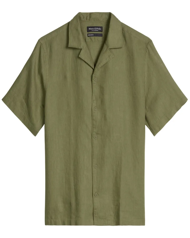 Marc O'Polo Leichtes Leinenhemd mit Resort-Kragen, Regular in Grün