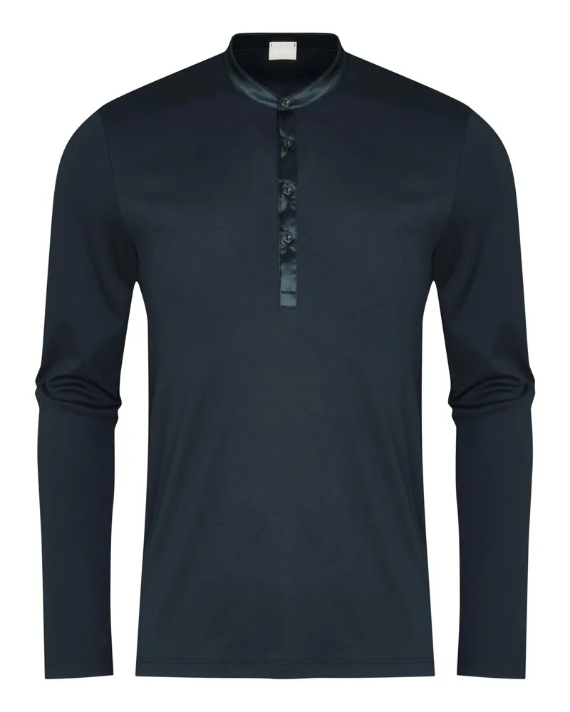 Mey Longsleeve mit Serafinokragen Blau