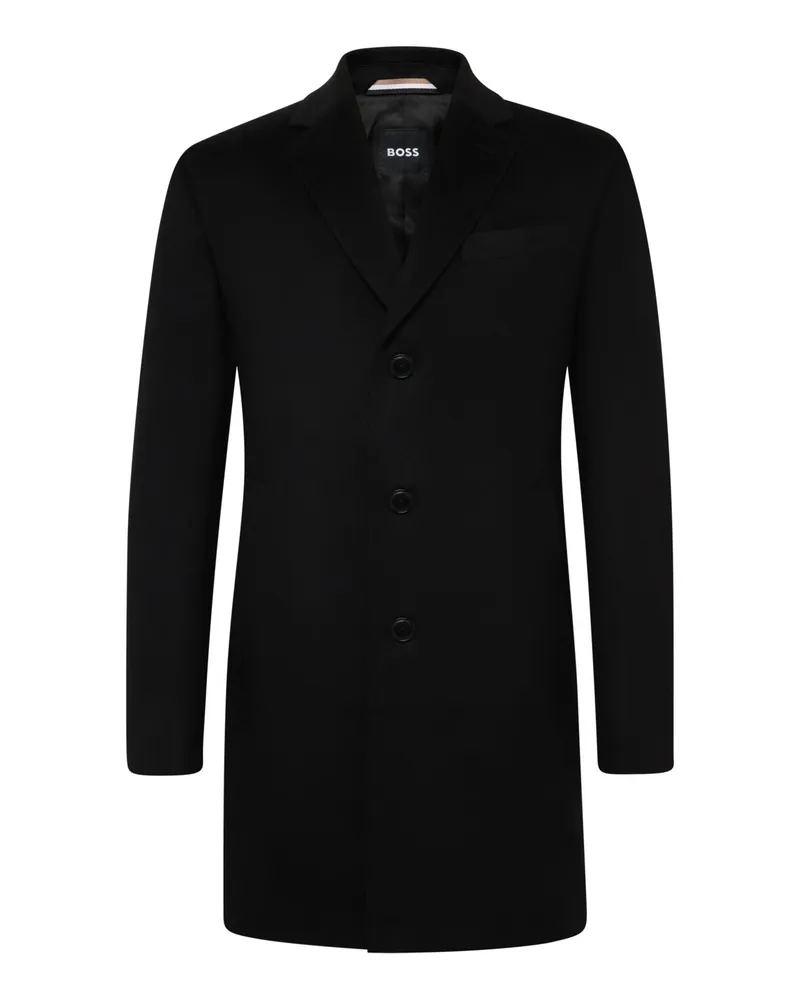 HUGO BOSS Kurzmantel aus Kaschmir mit Reverskragen in Schwarz