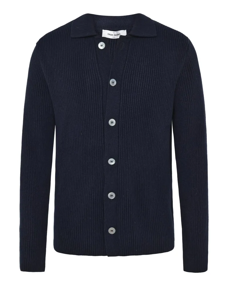 Gran Sasso Softe Strickjacke aus Wolle und Kaschmir in Marine