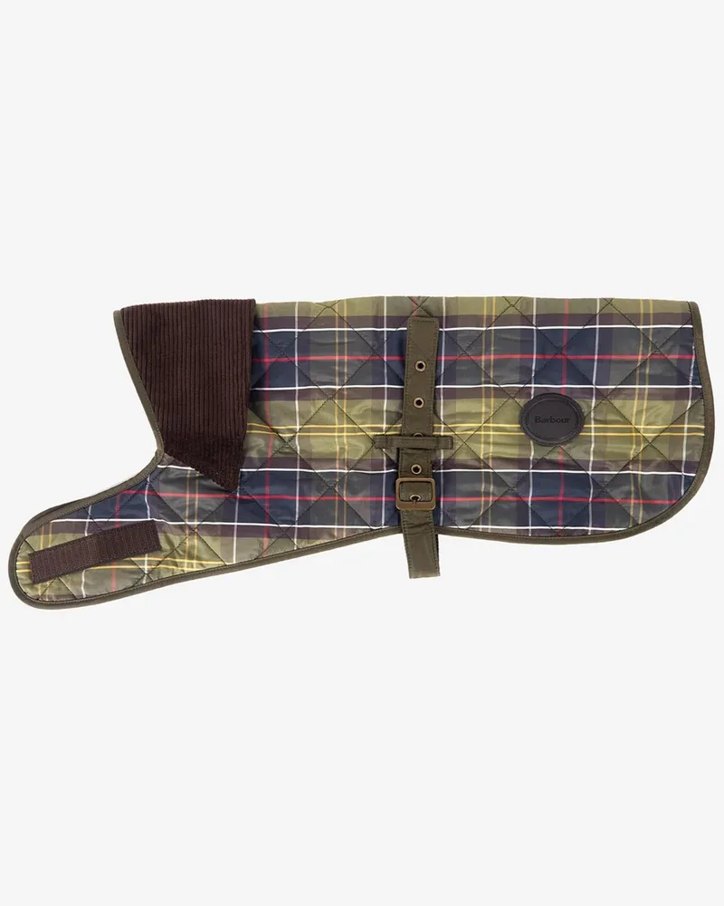 Barbour Gesteppter Hundemantel mit Tartanmuster in Grün