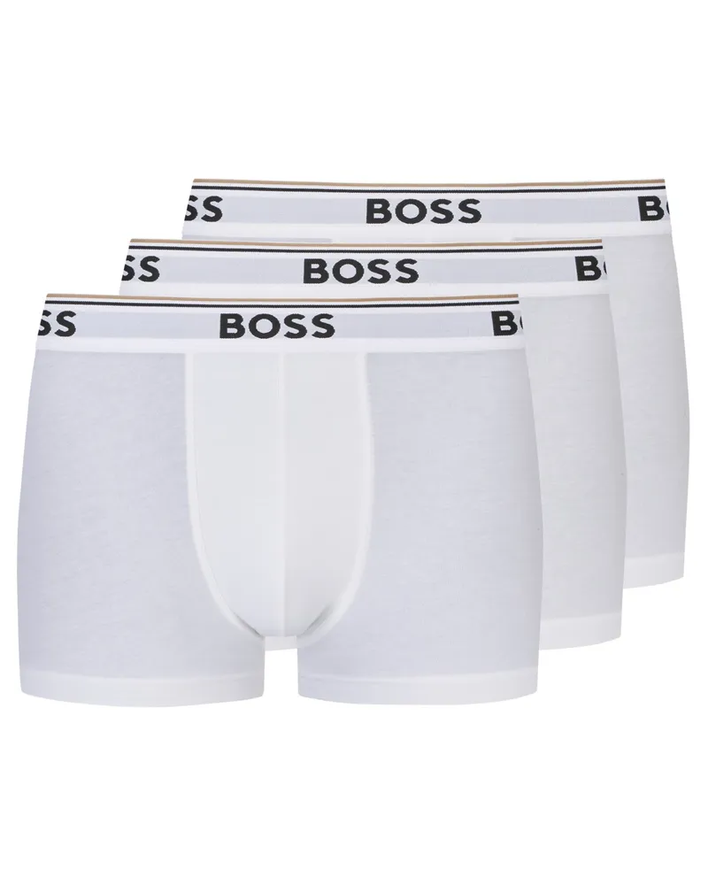 HUGO BOSS 3er Pack unifarbene Boxer Trunks mit Stretchanteil in Weiß