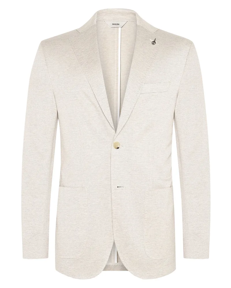 PAOLONI Leichtes Sakko aus Baumwolle mit Pepitamuster und Reverskragen in Beige