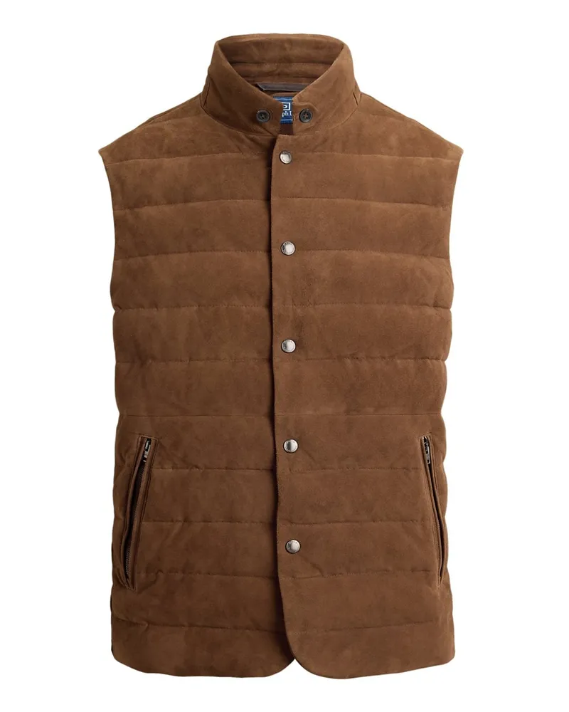Ralph Lauren Hochwertige Steppweste aus Veloursleder mit synthetischer Daunenfüllung in Braun