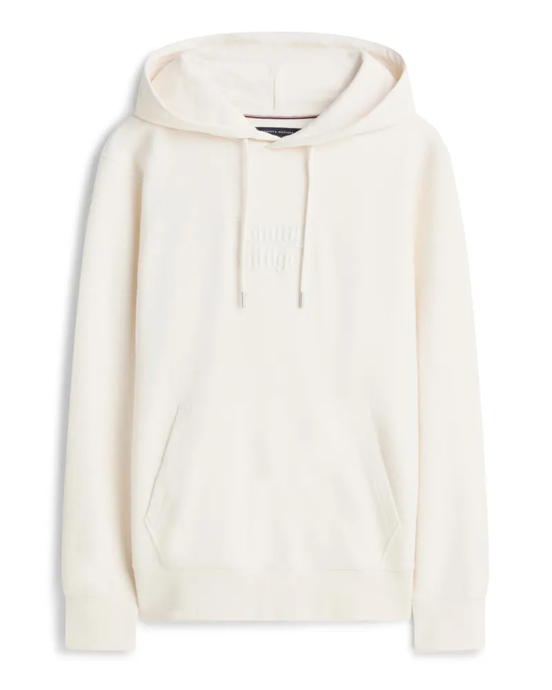 Tommy Hilfiger Hoodie aus Baumwolle mit Label-Schriftzug und Struktur in Offwhite