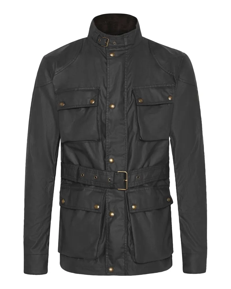 Belstaff Jacke Trialmaster aus gewachster Baumwolle mit Gürtel in Schwarz