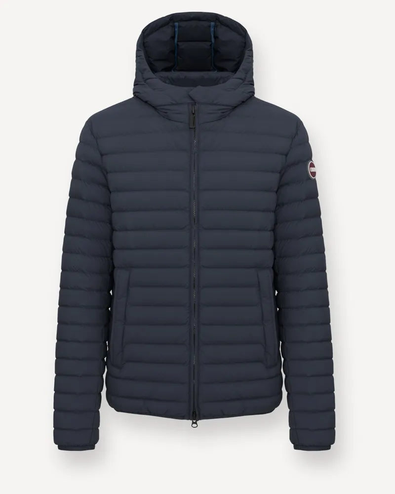 Colmar Gesteppte Leichtdaunenjacke mit Kapuze und Logo-Patch in Marine