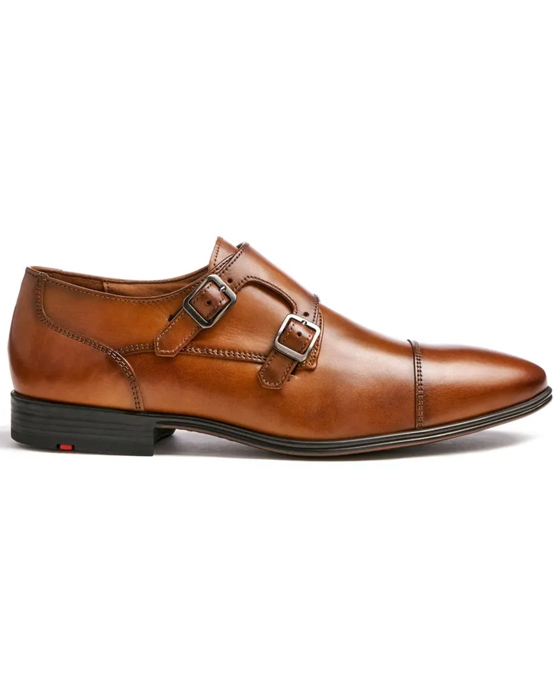 Lloyd Doppelmonk-Schuhe Mailand aus Glattleder Cognac