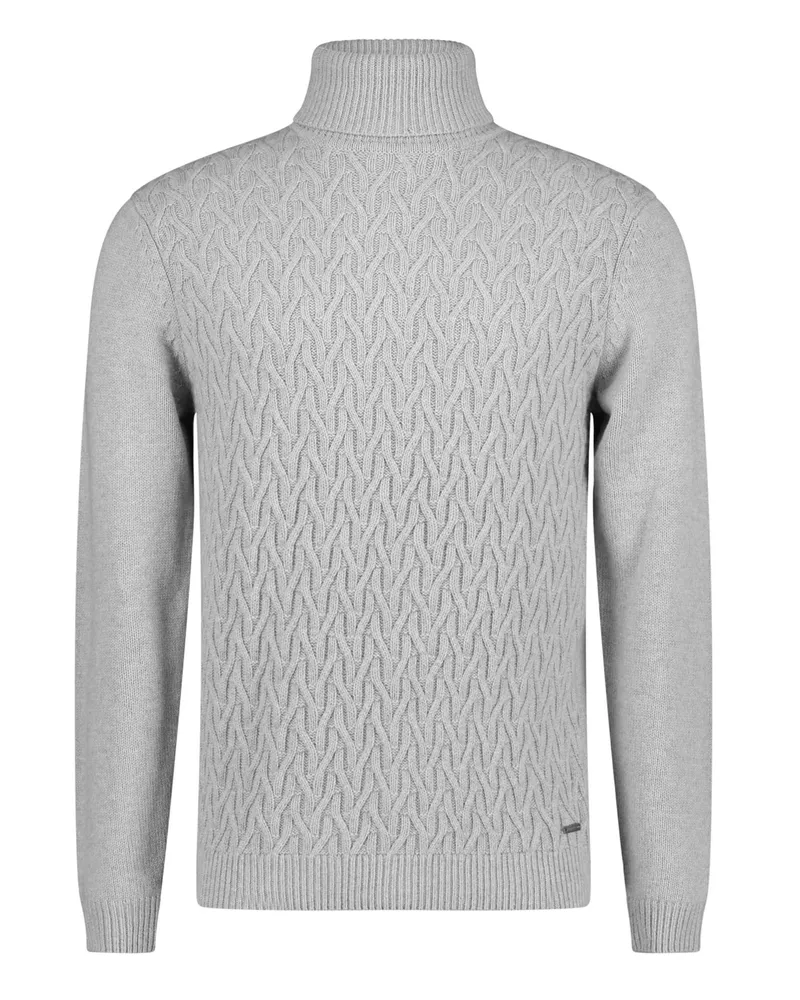 Roy Robson Rollkragenpullover mit Zopfstrickmuster und Modalanteil in Hellgrau