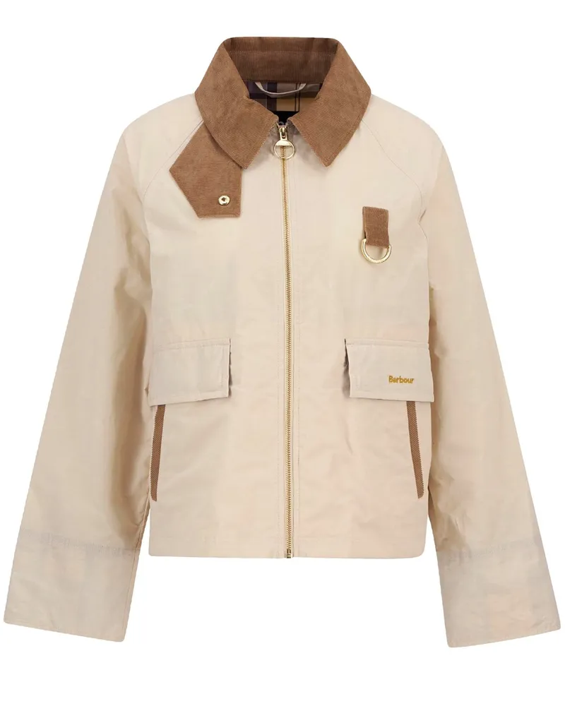 Barbour Wasserabweisende Jacke Icons Spey mit Cordkragen und D-Ring in Beige