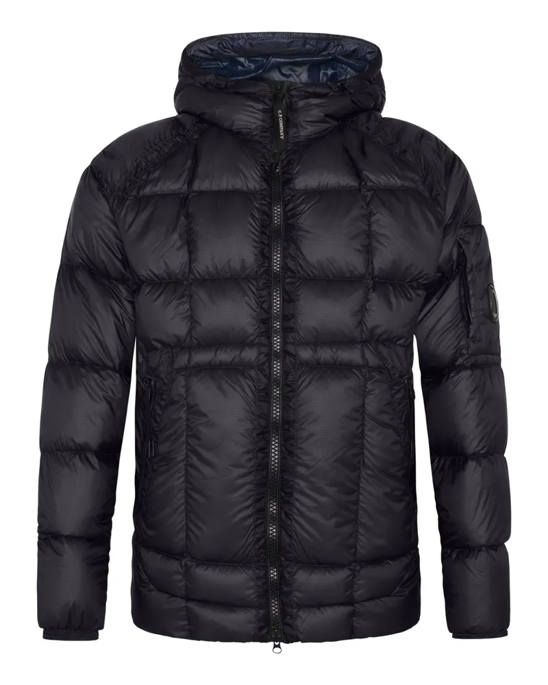 C.P. Company Daunensteppjacke mit Kapuze in Glanz-Optik in Marine