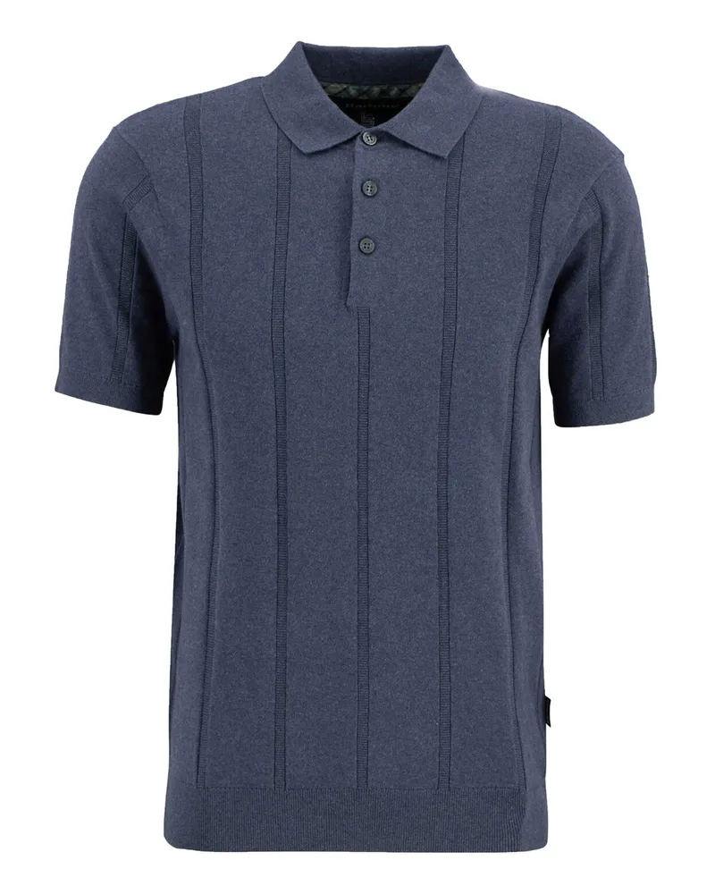 Barbour Strick-Poloshirt aus Baumwolle mit strukturiertem Streifen, Tailored Fit in Marine