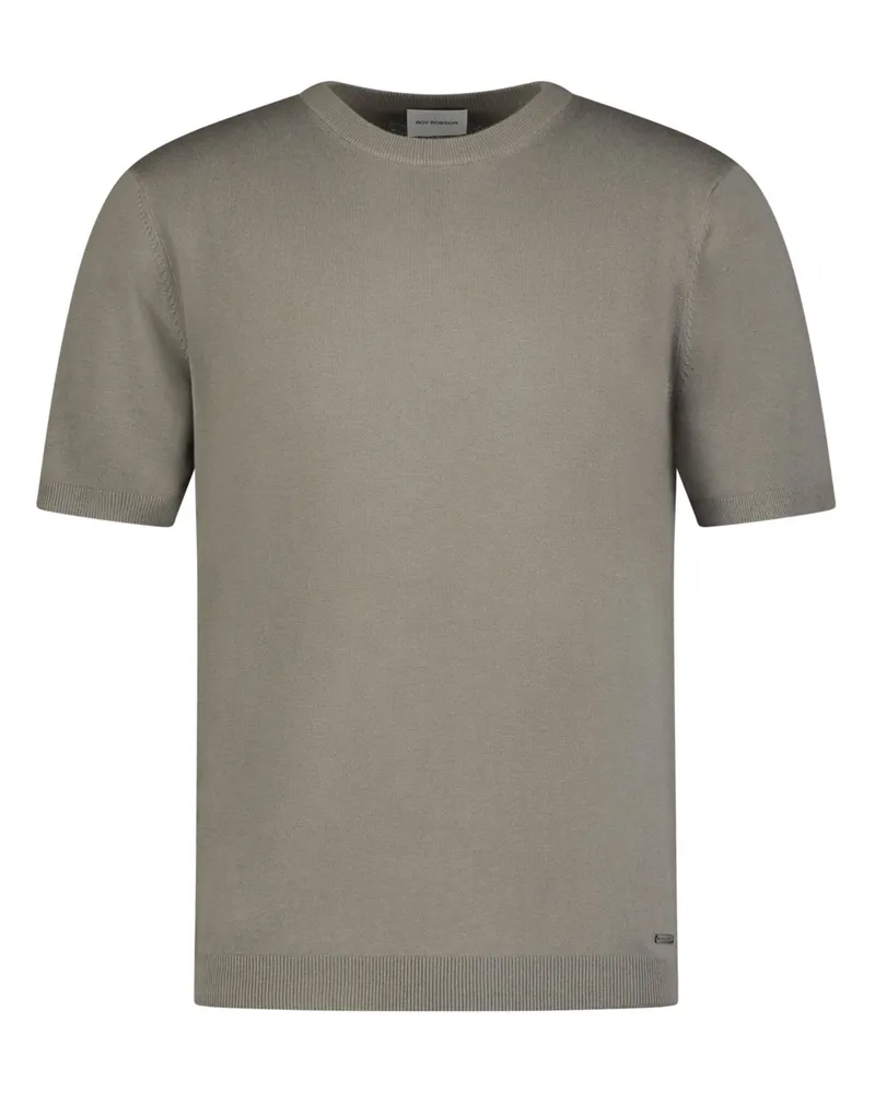Roy Robson Strick-T-Shirt aus einem Baumwoll-Mix in Khaki