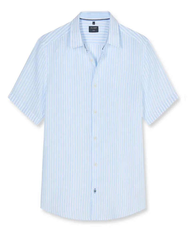 Olymp Casual, Regular Fit, Kurzarmhemd aus Leinen mit Streifenmuster in Hellblau