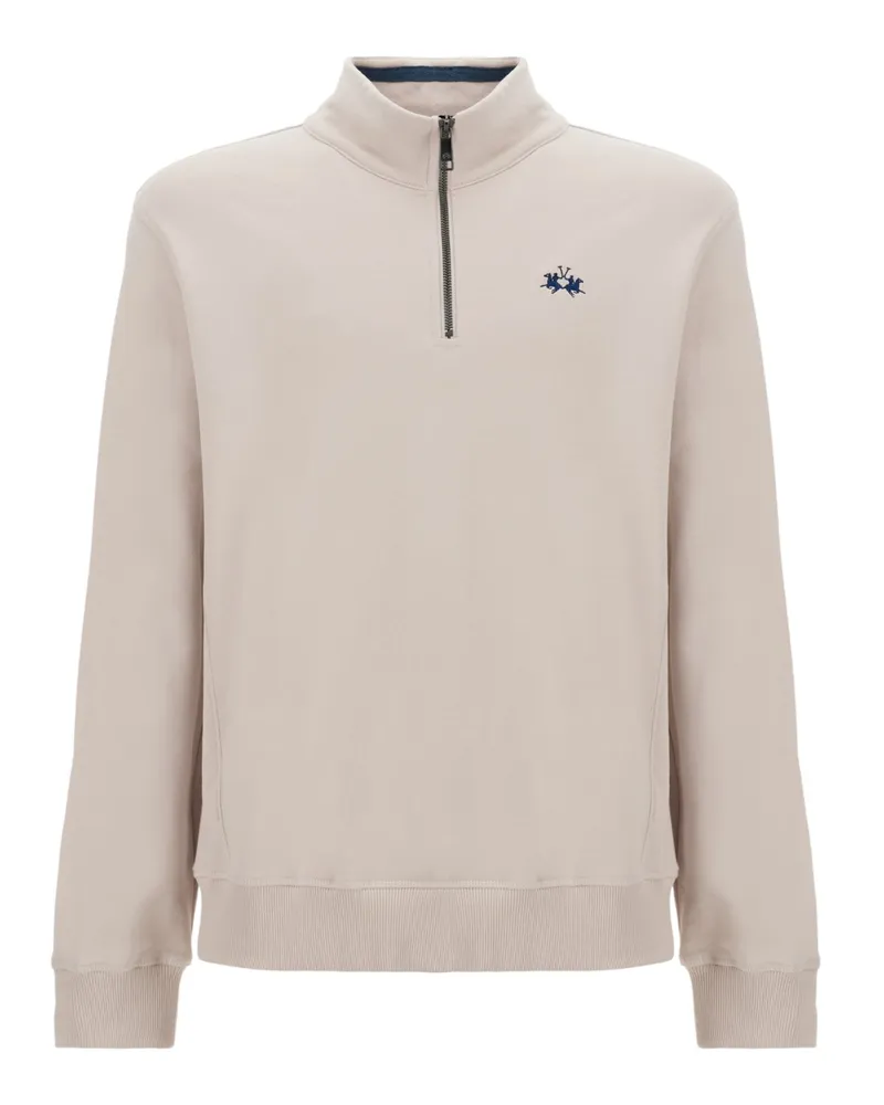 La Martina Sweat-Troyer mit Logo-Stickerei, Regular in Beige