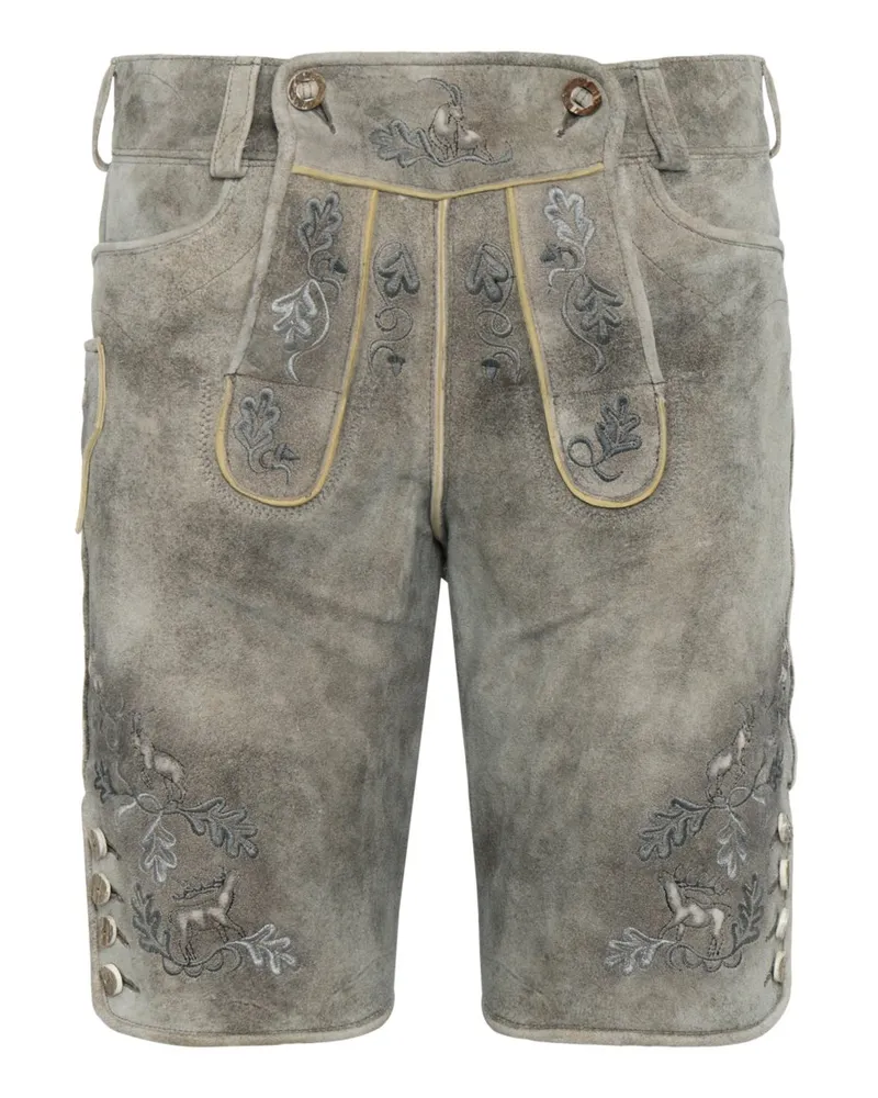 Spieth & Wensky Trachtenlederhose mit traditioneller Stickerei in Grau