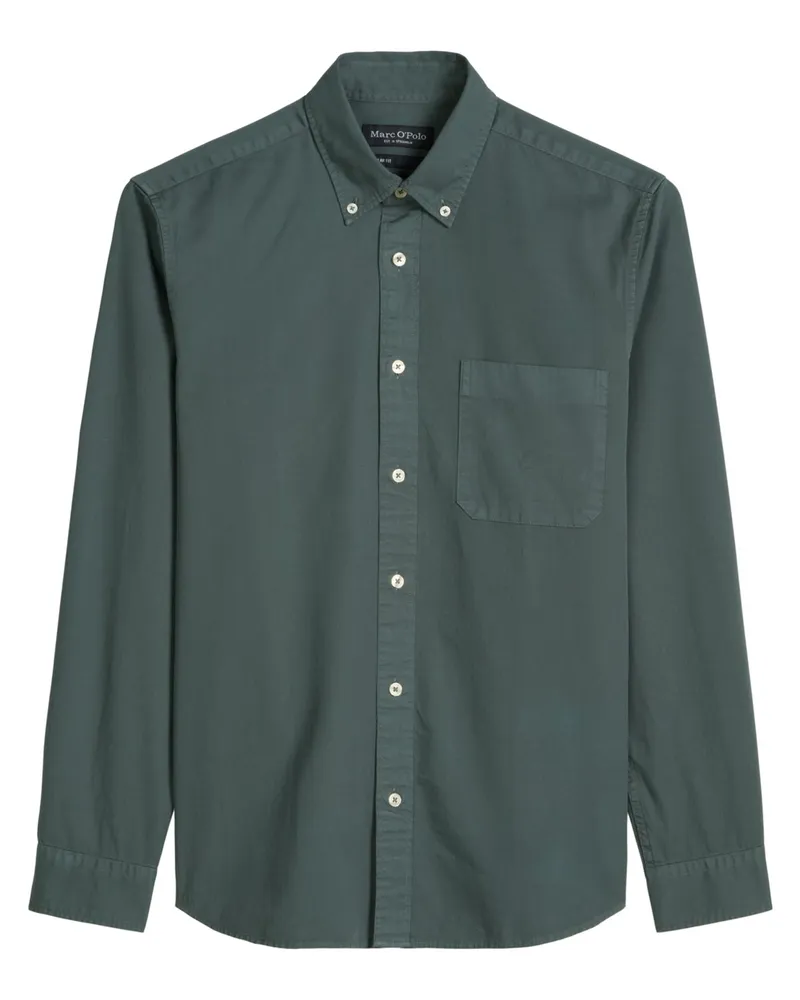 Marc O'Polo Baumwollhemd in Twill-Qualität mit Button Down-Kragen, Regular Fit in Grün