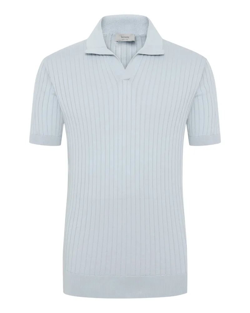 Ferrante Softes Poloshirt aus ägyptischer Baumwolle mit Variokragen in Hellblau