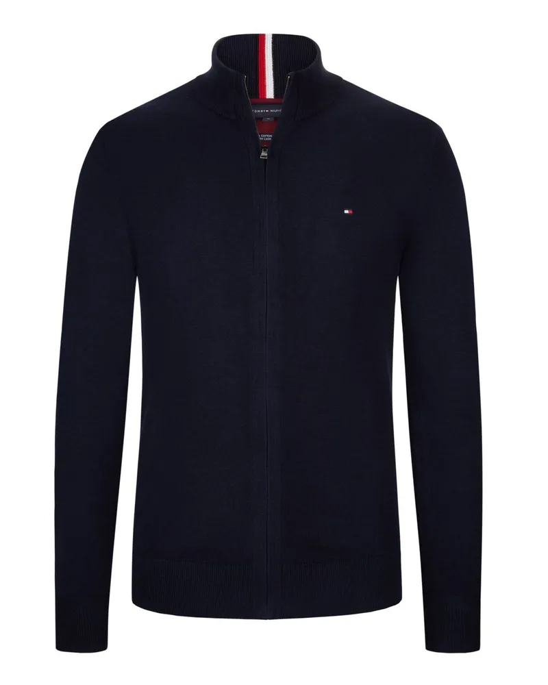 Tommy Hilfiger Strickjacke mit Kaschmiranteil und Logo-Stickerei in Marine