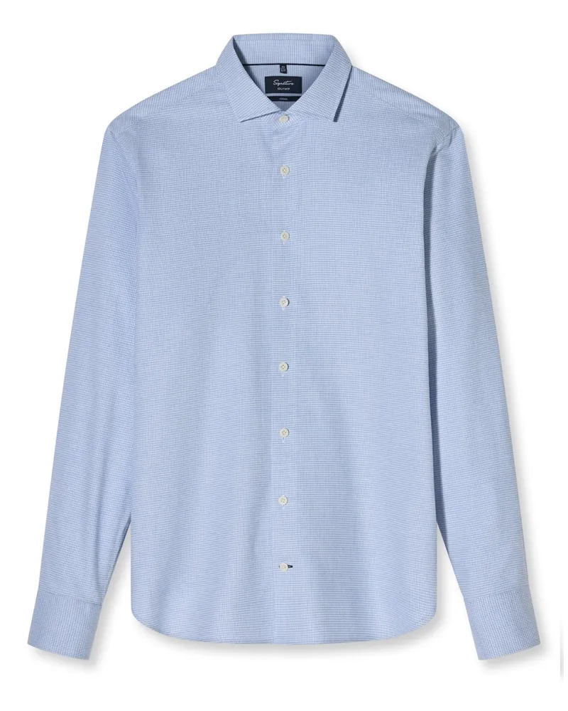 Olymp Signature, Tailored Fit, Hemd mit Pepita-Muster und Kaschmir in Blau