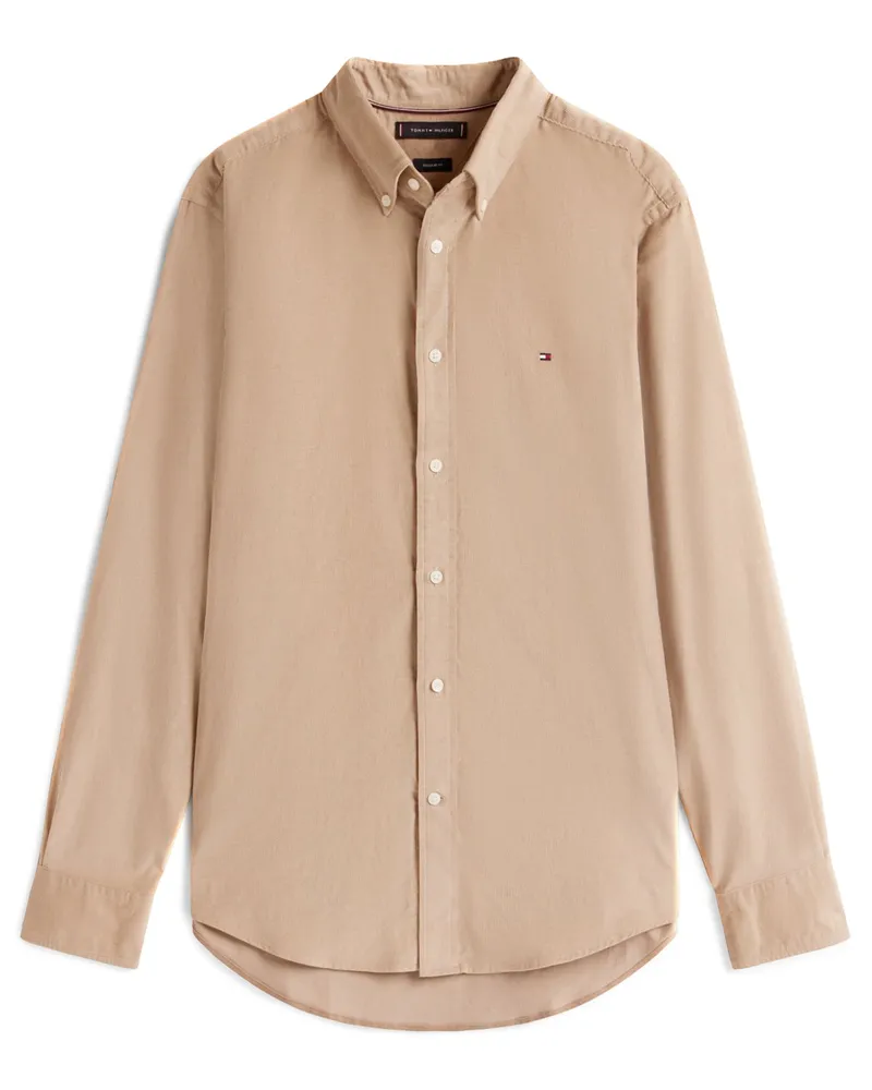 Tommy Hilfiger Hemd aus Baumwolle mit Logo-Aufnäher, Regular Fit in Beige