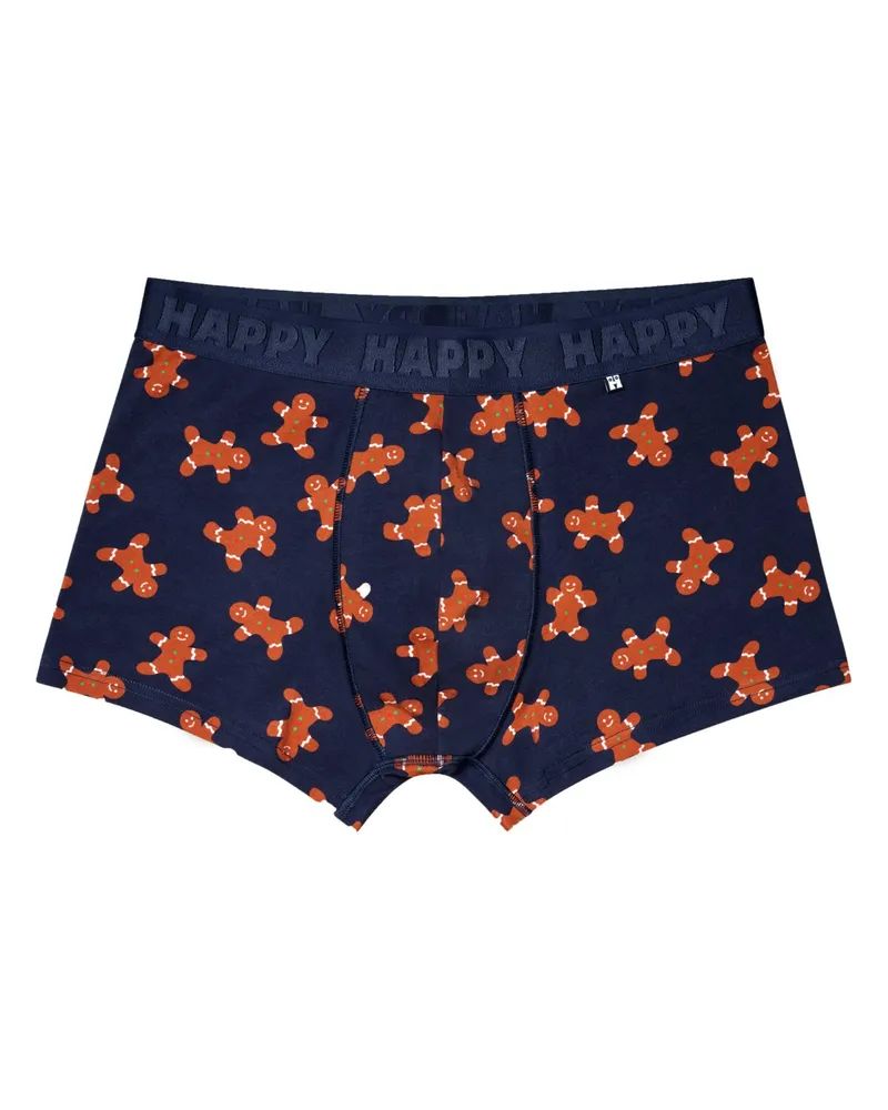 Happy Socks Boxer-Trunks mit Stretch und Lebkuchen-Männchen, X-Mas in Marine