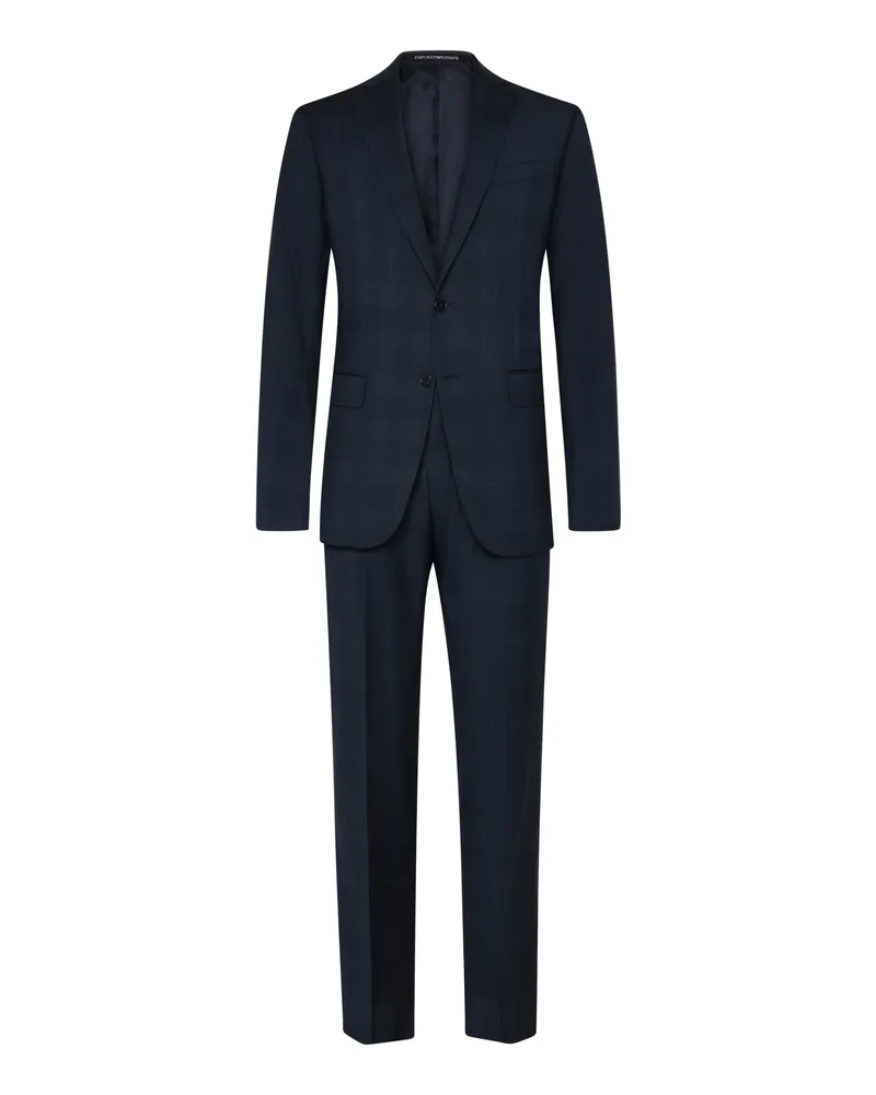 Emporio Armani Anzug aus Schurwolle mit Glencheck-Muster in Marine
