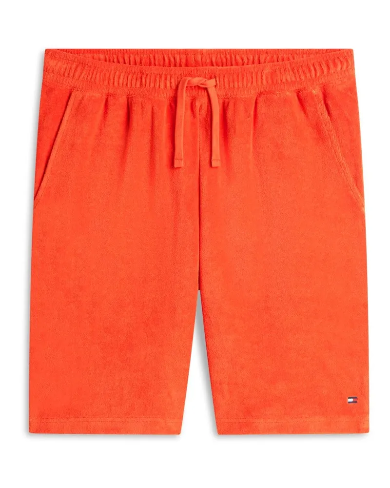 Tommy Hilfiger Frottee-Shorts aus Baumwolle mit Logo-Stickerei in Orange
