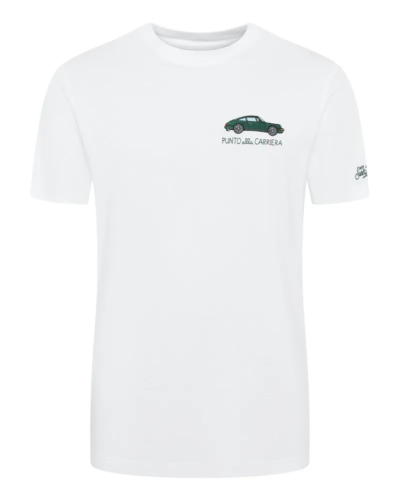 MC2 Saint Barth Summer T-Shirt mit kleinem gesticktem PORSCHE-Motiv in Weiß