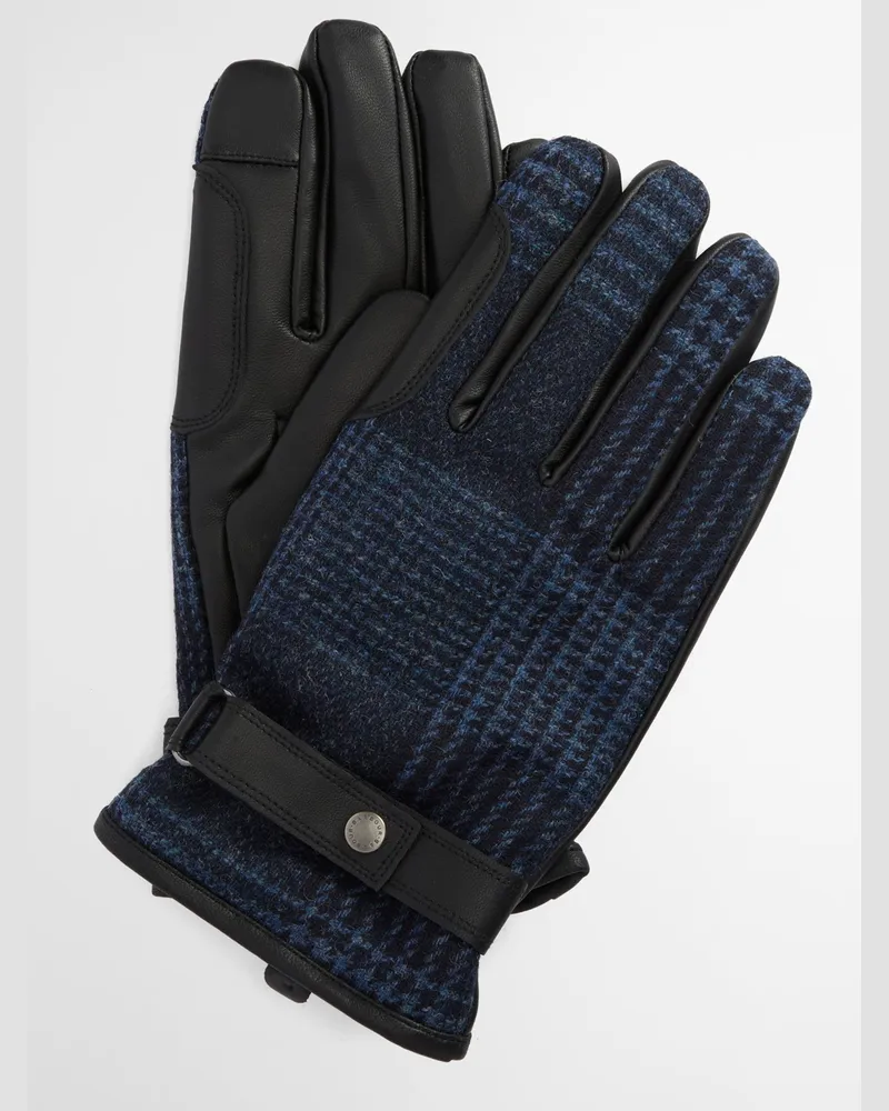 Barbour Lederhandschuhe mit Handrücken aus Wolle, Barbour Tech in Marine