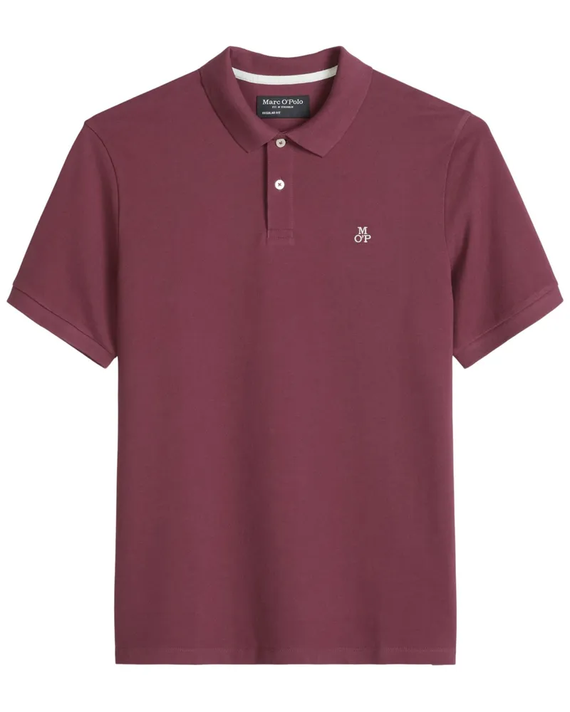 Marc O'Polo Piqué-Poloshirt aus Bio-Baumwolle mit Label-Stickerei, Regular Fit in Bordeaux