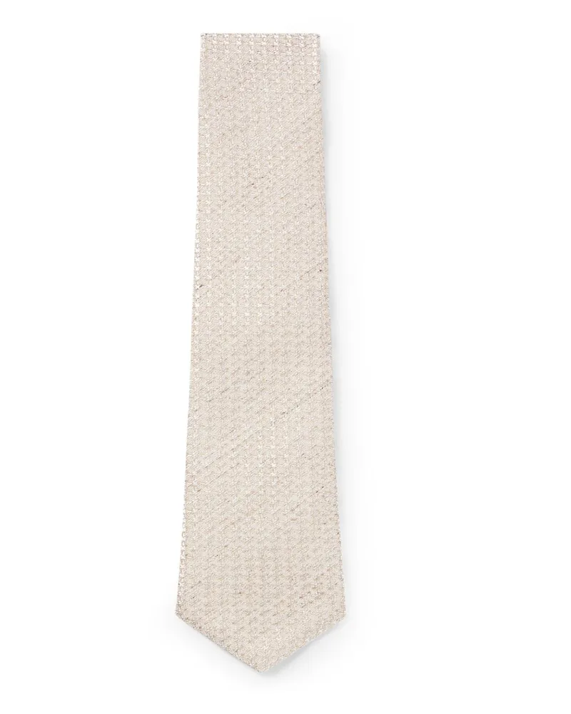HUGO BOSS Krawatte aus Seide mit Leinenanteil Beige