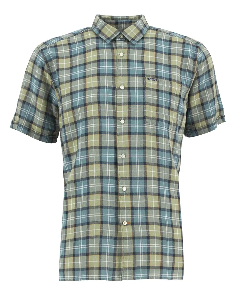 Barbour Leichtes Kurzarmhemd aus einem Lyocell-Leinen-Mix, Regular in Grün